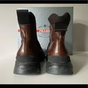 Prada | Shoes | Prada Mens Pull Up Brown Leather Monolith  display picture 3
